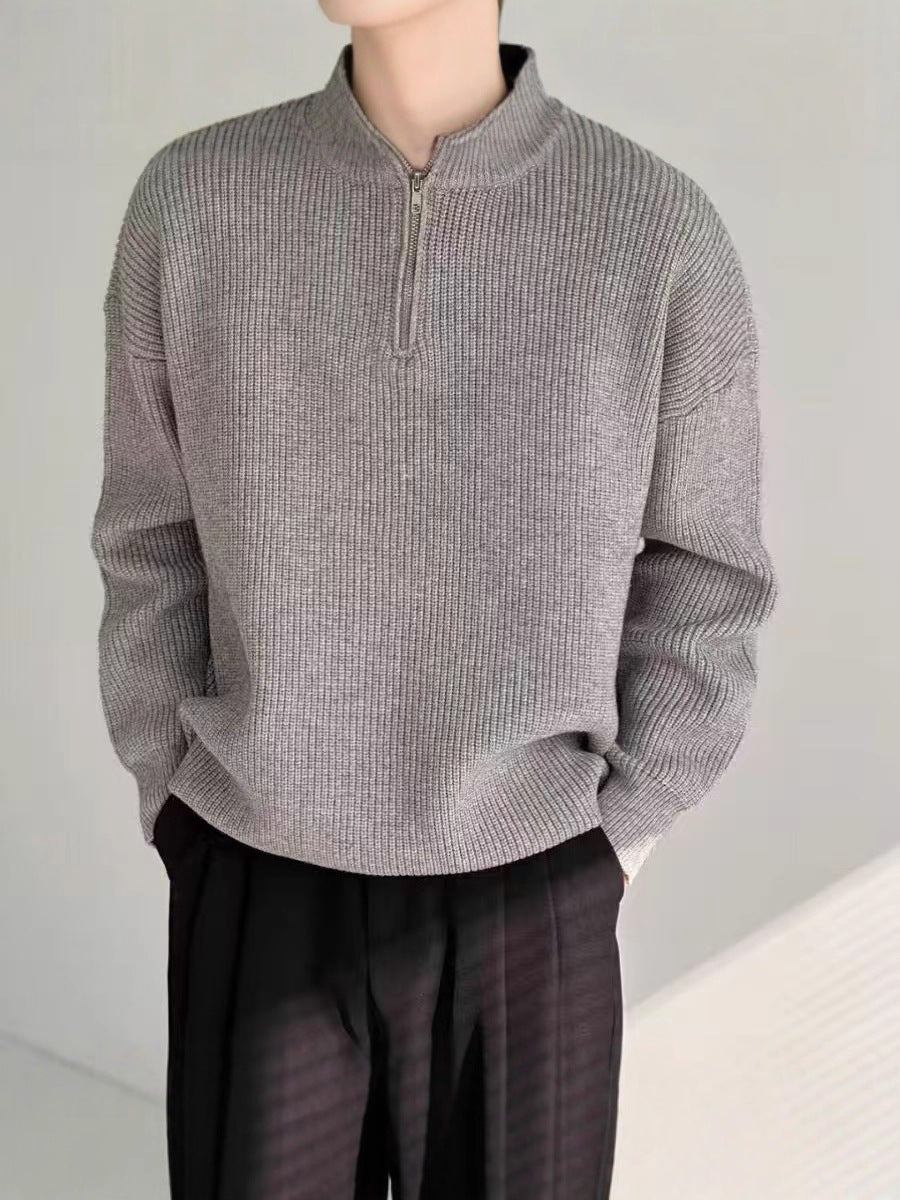 Ribbed Quarter-Zip Pullover