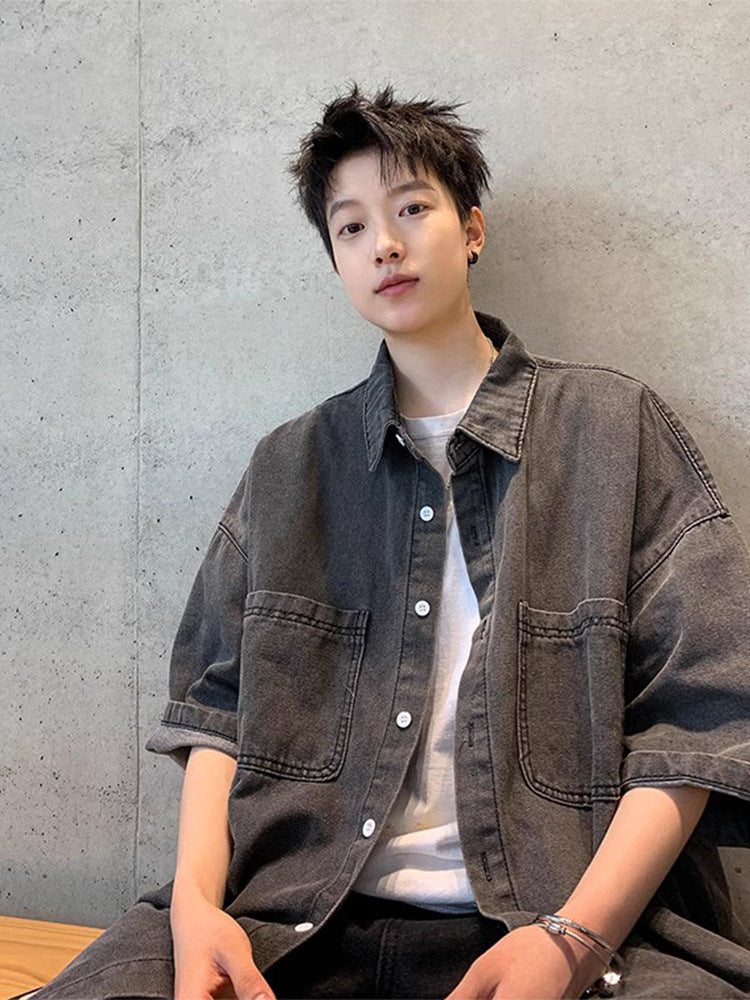 Retro Utility Denim Button Up