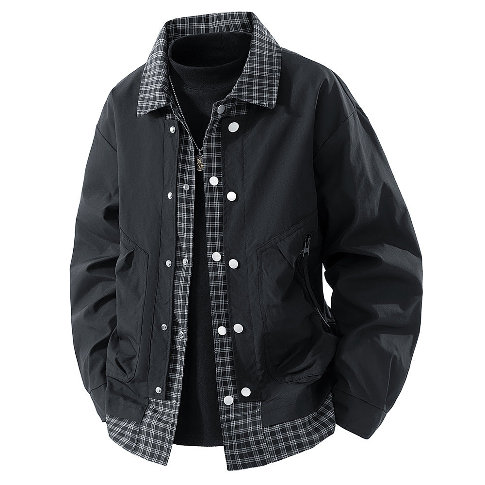 Plaid Collar Layered Jacket