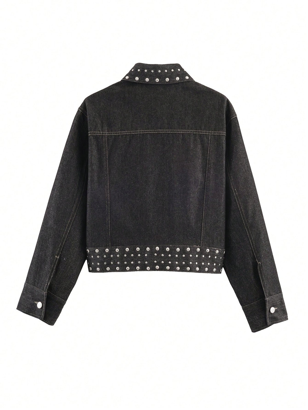 Women's Studded Cropped Denim Jacket