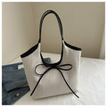 Minimalist Canvas Tote Bag with Bow Accent