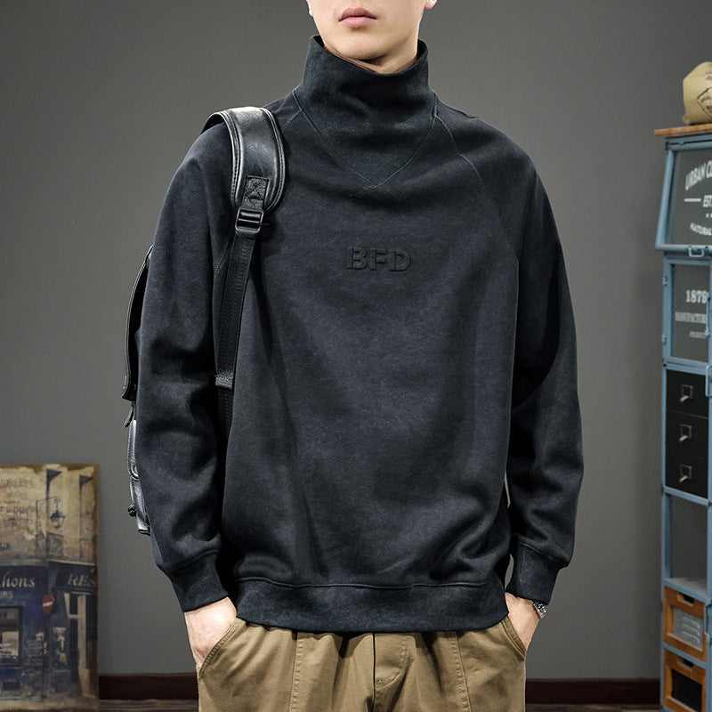 Embossed High-Neck Sweatshirt