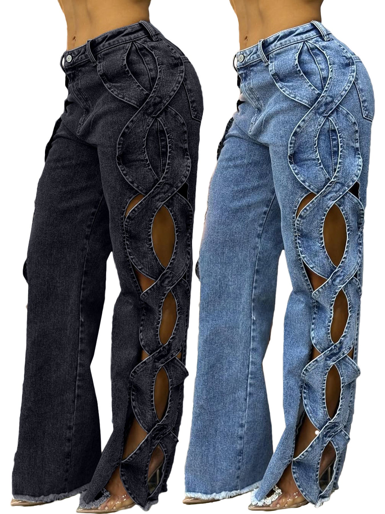Side-Cutout Denim Trousers