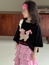 Bow cat T-shirt in black