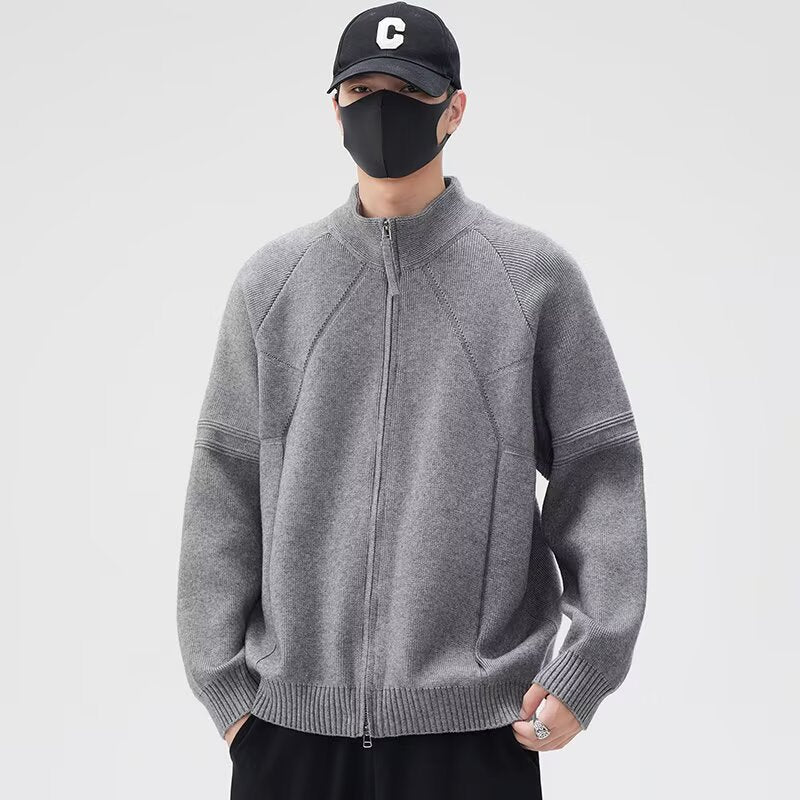 Minimalist Ribbed-Knit Full-Zip Bomber