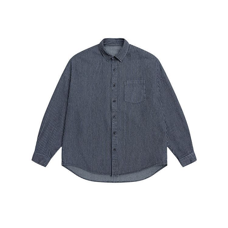 Relaxed Striped Denim Jacket Shirt