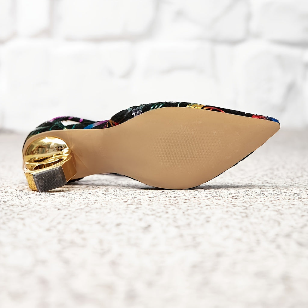 Printed Sculpted-Heel Pumps