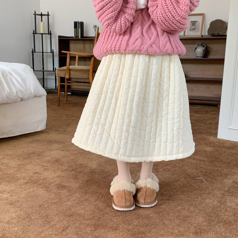 Girls' Solid Padded Winter Skirt