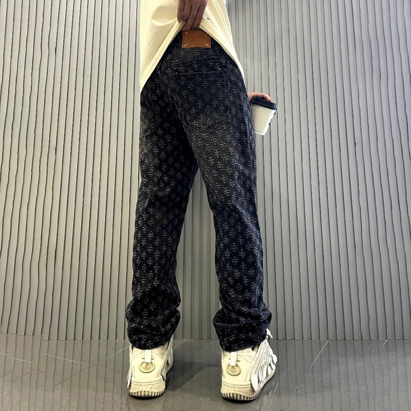 Jacquard Straight-Leg Jeans