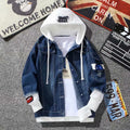 Patchwork Hooded Denim Jacket — M / B002 dark blue