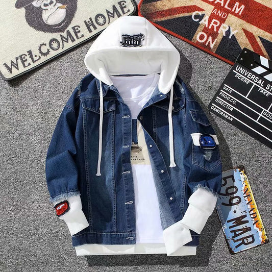 Patchwork Hooded Denim Jacket