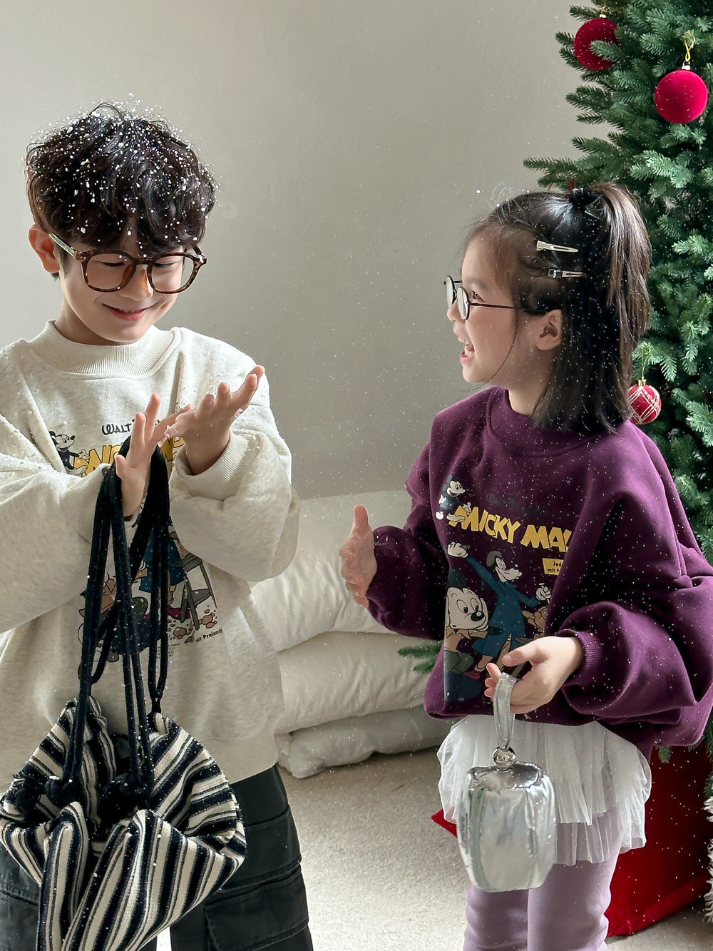 Kids' Letter & Cartoon Fleece Sweatshirt