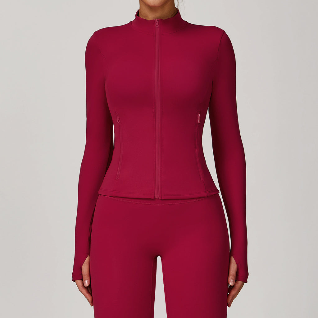 Zip-up Athletic Top and Leggings Set