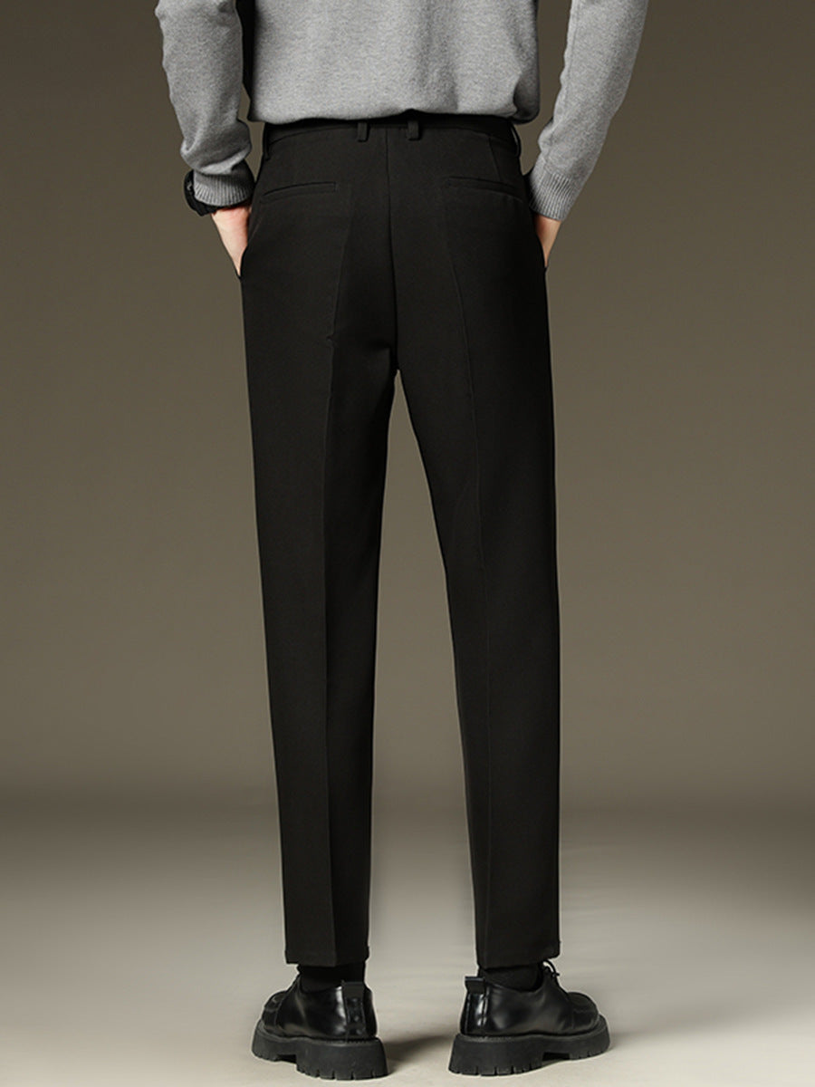 Fleece-Lined Straight-Leg Dress Slacks