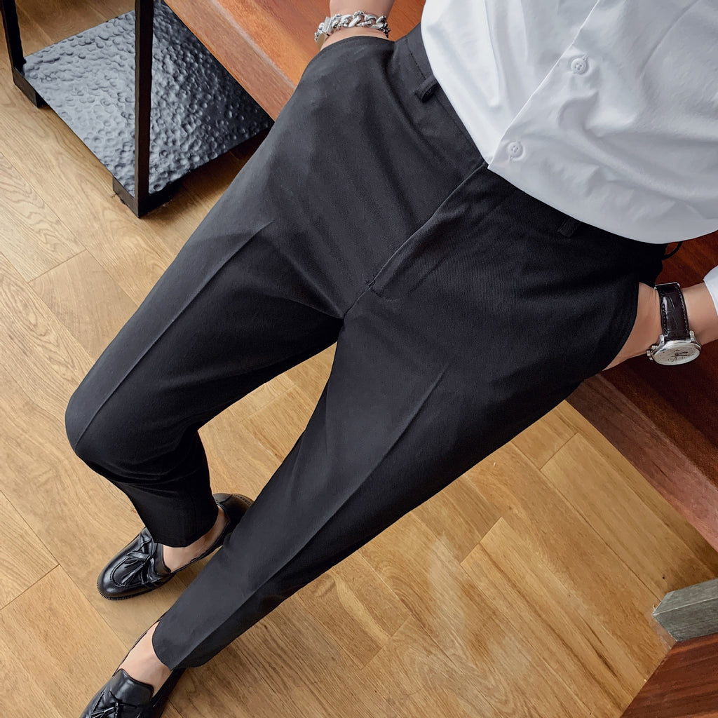 Premium Drape Slim-Fit Cropped Dress Pants