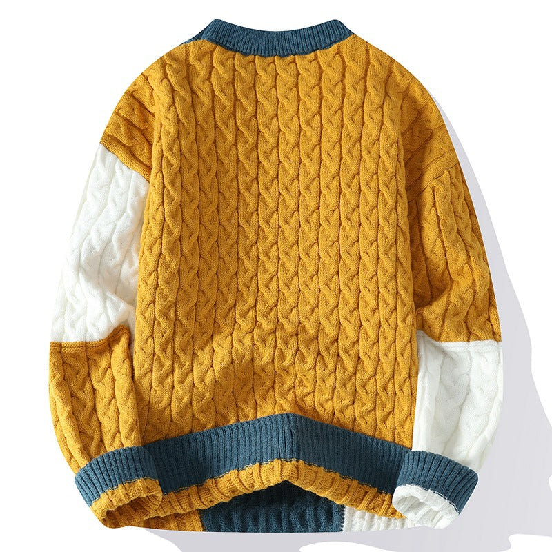 Men's thickened warm high-neck knitted sweater.
