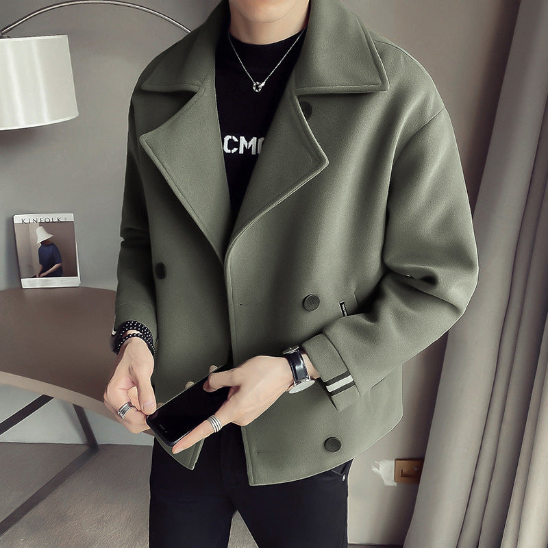Double-Breasted Woolen Pea Coat