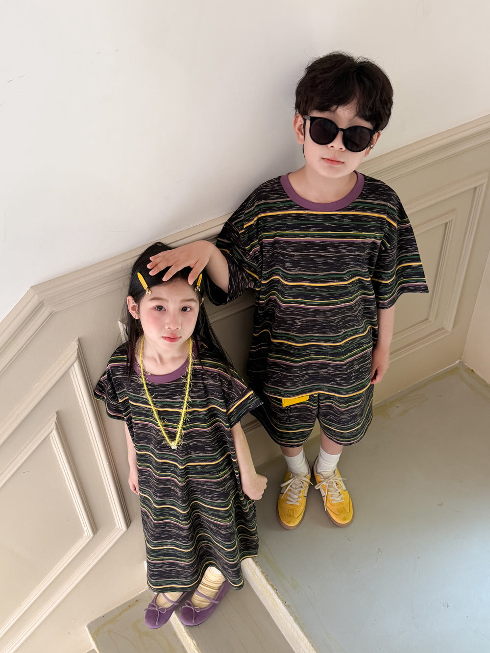 Kids' Striped T-Shirt and Shorts Set