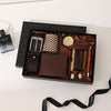 Brown (Belt + Tie + Tie Clip + Wallet + Watch + Leather Bracelet + Cuff + Pen + Gift Box)