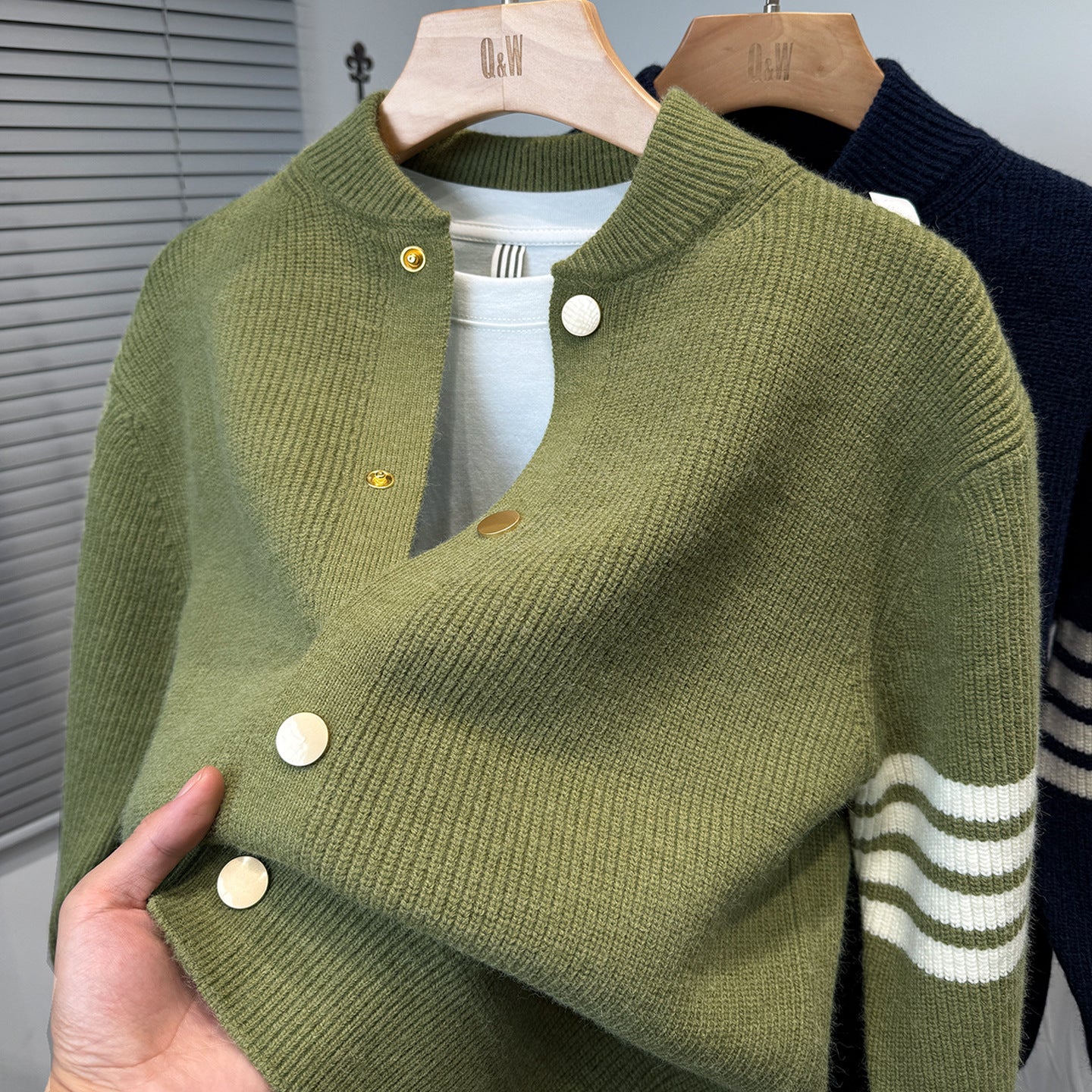 2025 Fall/Winter Baseball Collar Sweater Jacket Men's Thickened Korean Casual Cardigan Knitted Knitted Jacket Trendy