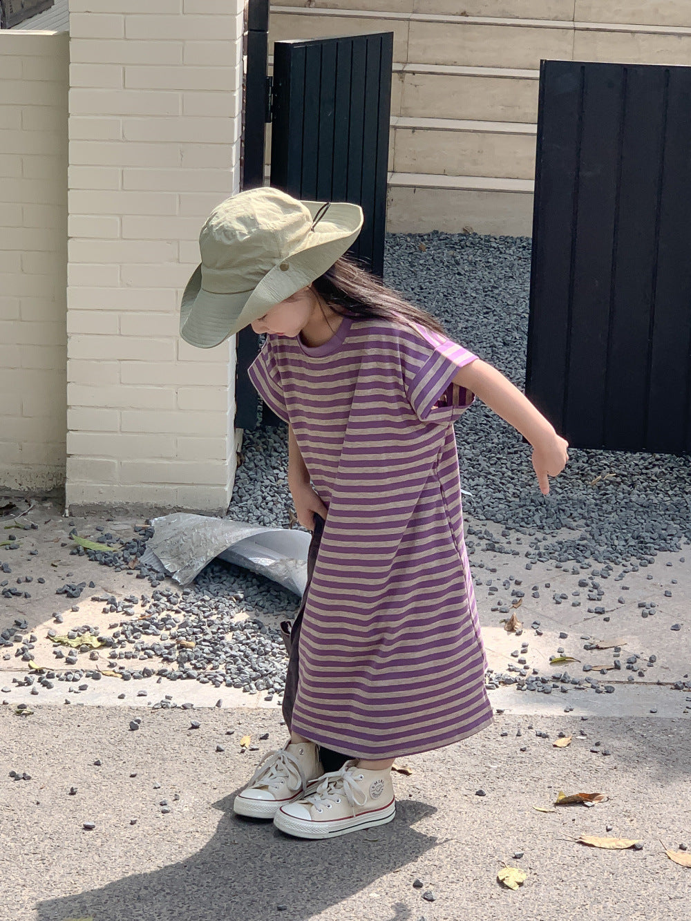 Kids' Striped T-Shirt, Skirt and Shorts Outfit