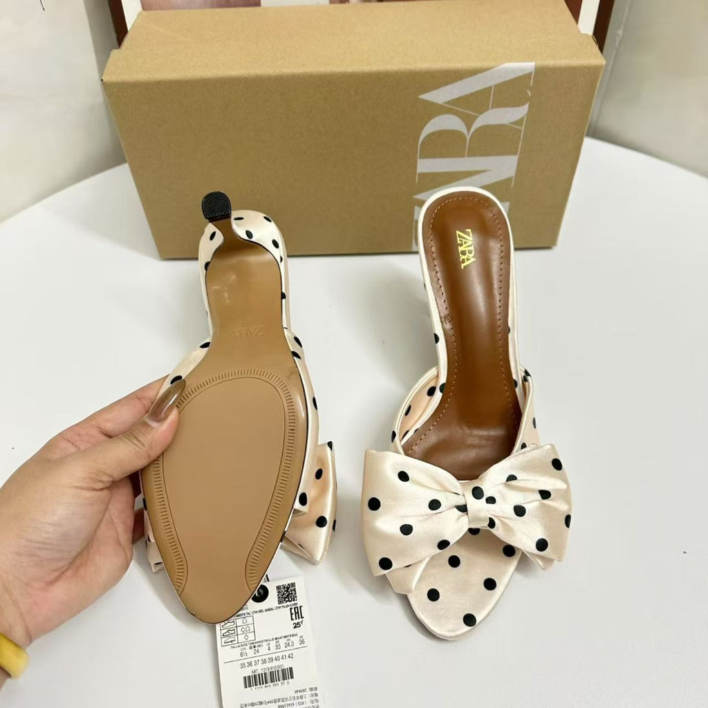 Polka Dot Bow Heel Slides