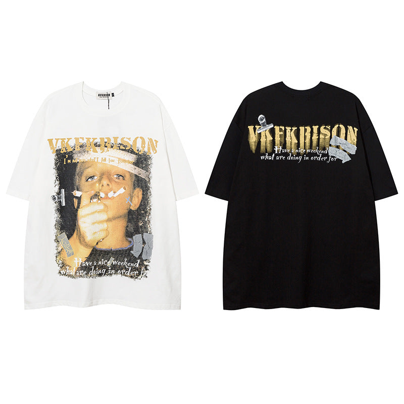 Retro Hip-Hop Print T-Shirt