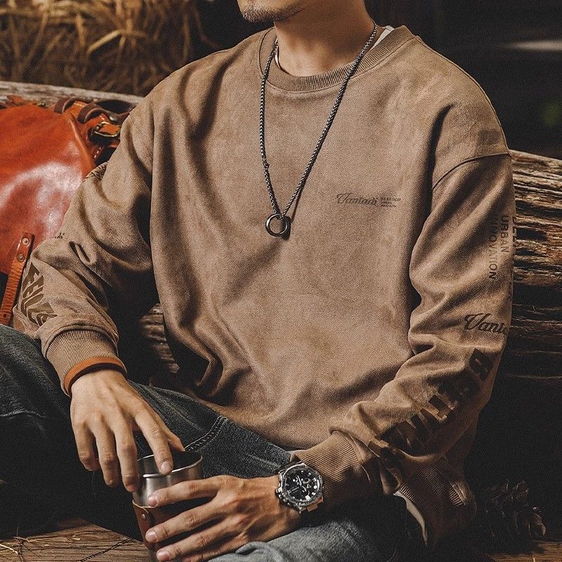 Retro Premium Suede Sweatshirt