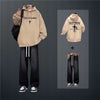 [2-piece set] hooded sweatshirt apricot + jeans black