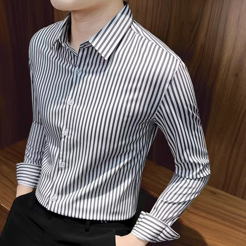 Men's Striped Business Casual Long-Sleeve Shirt