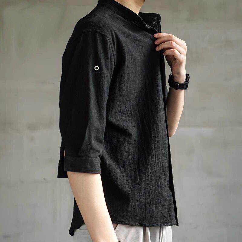 Men's Loose Fit Casual Linen-Cotton Shirt