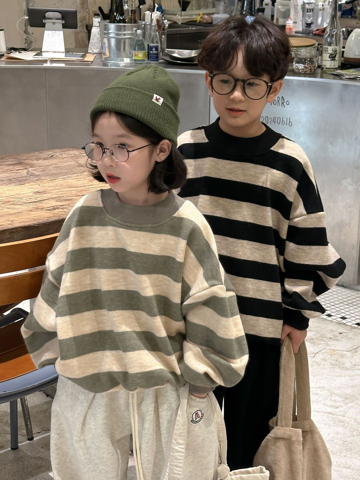 Kids' Striped Fleece-Lined Sweatshirt