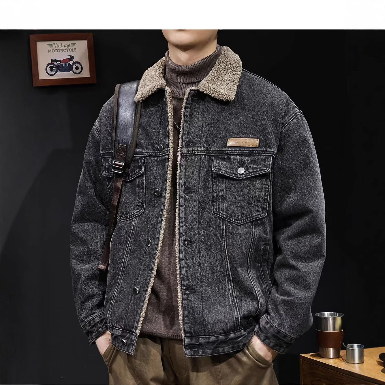 Sherpa-Lined Denim Trucker Jacket