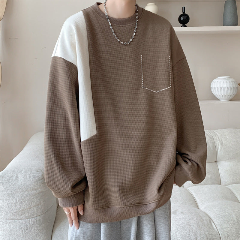 Patchwork Chest Pocket Oversize Pullover