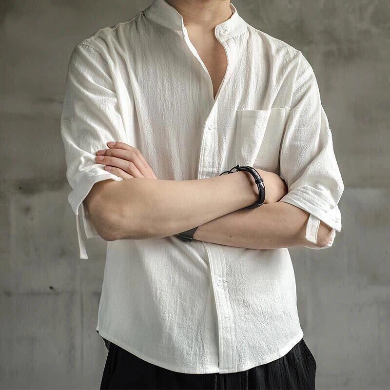 Men's Loose Fit Casual Linen-Cotton Shirt