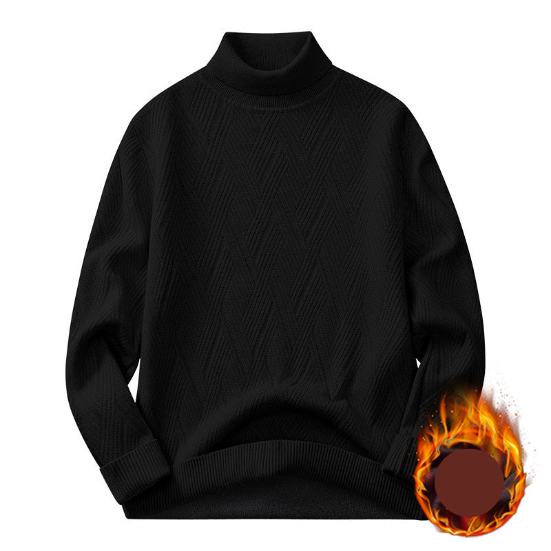 High-Neck Textured Knit Sweater