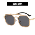 Cross-border steampunk double beam sunglasses 2022 new men's polygonal sunglasses tide European and American sunglasses