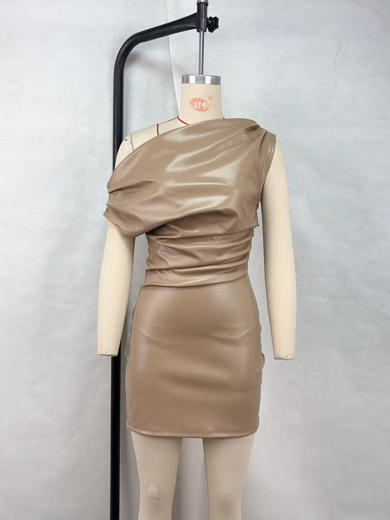 Sleek One Shoulder Ruched Mini Dress