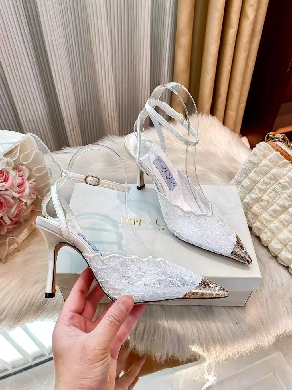 Lace Slingback Heels