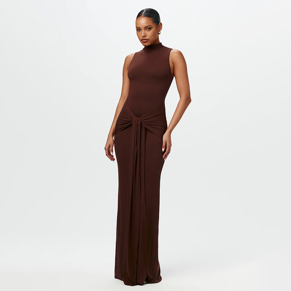 Round-Neck Sleeveless Fitted Dress