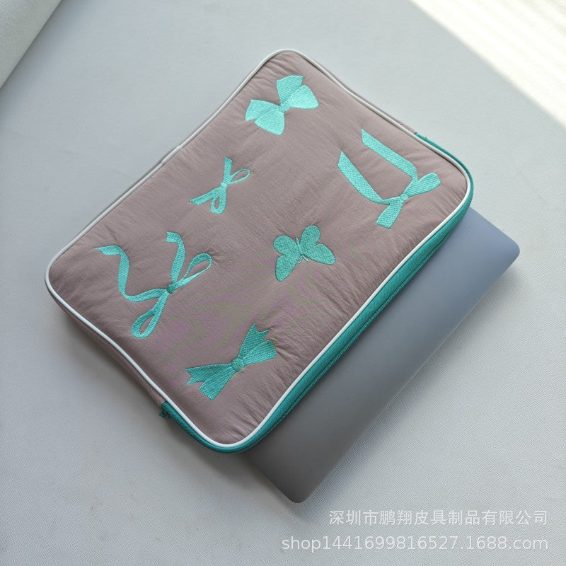 Embroidered Butterfly Bow Laptop Bag