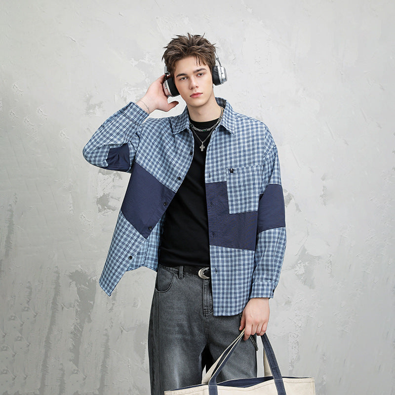 Retro Plaid Patchwork Shirt-Jacket