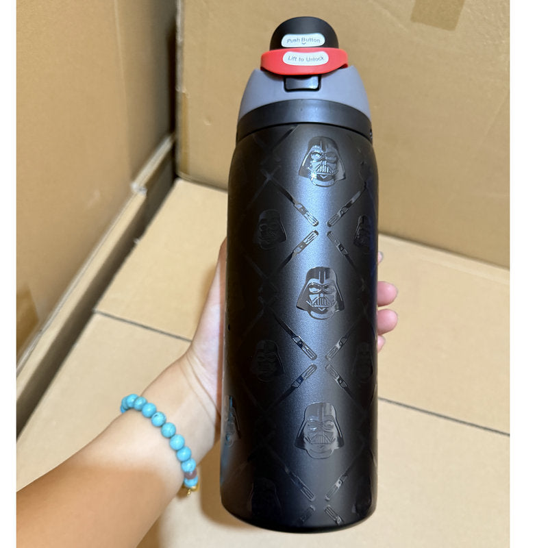 Character Print Insulated Water Bottle with Straw