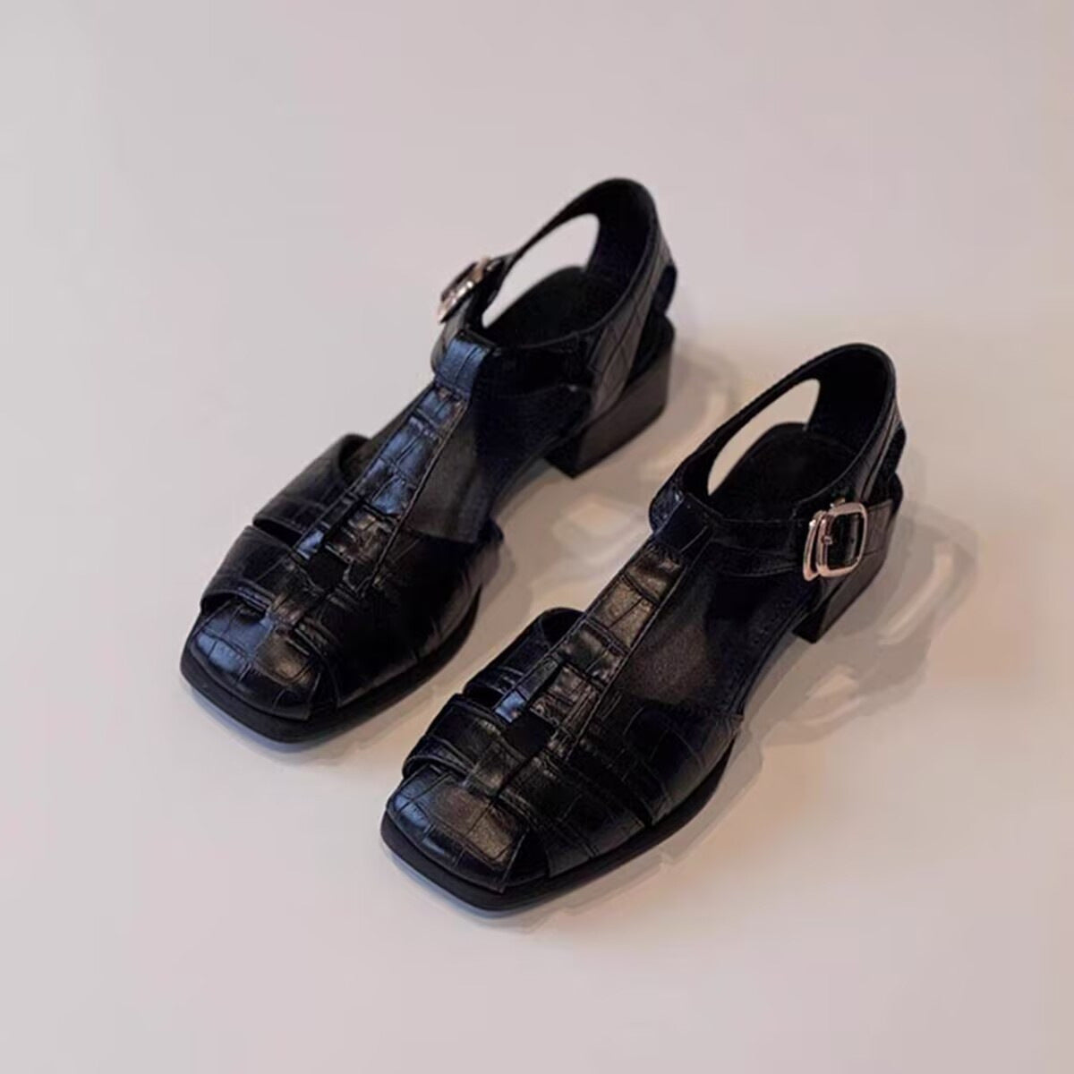 Woven Block-Heel Sandals