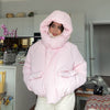 Short cotton jacket with hooded Velcro - pink