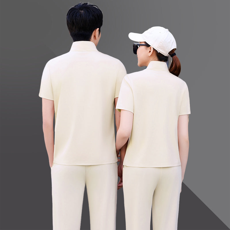 Sport-Stripe Zip Polo Set