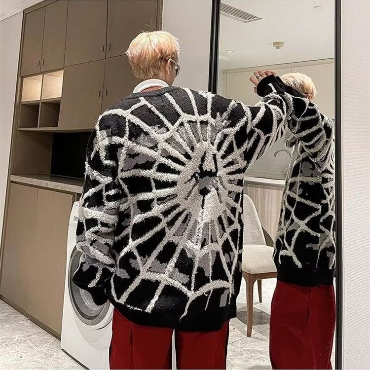 Streetwear spiderweb sweater