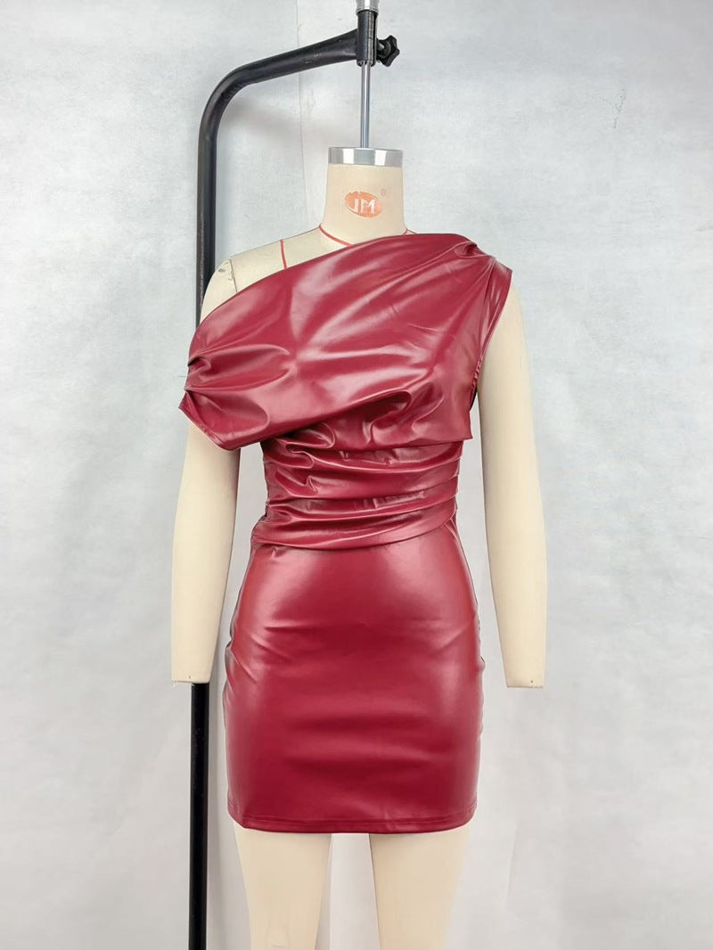 Sleek One Shoulder Ruched Mini Dress