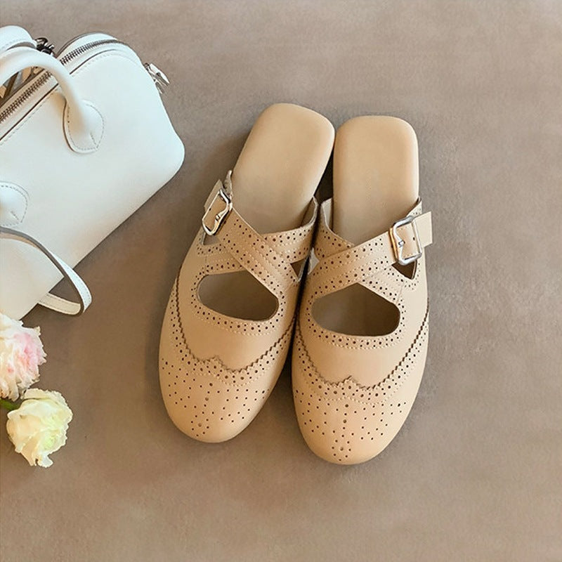Cutout Leather Mules