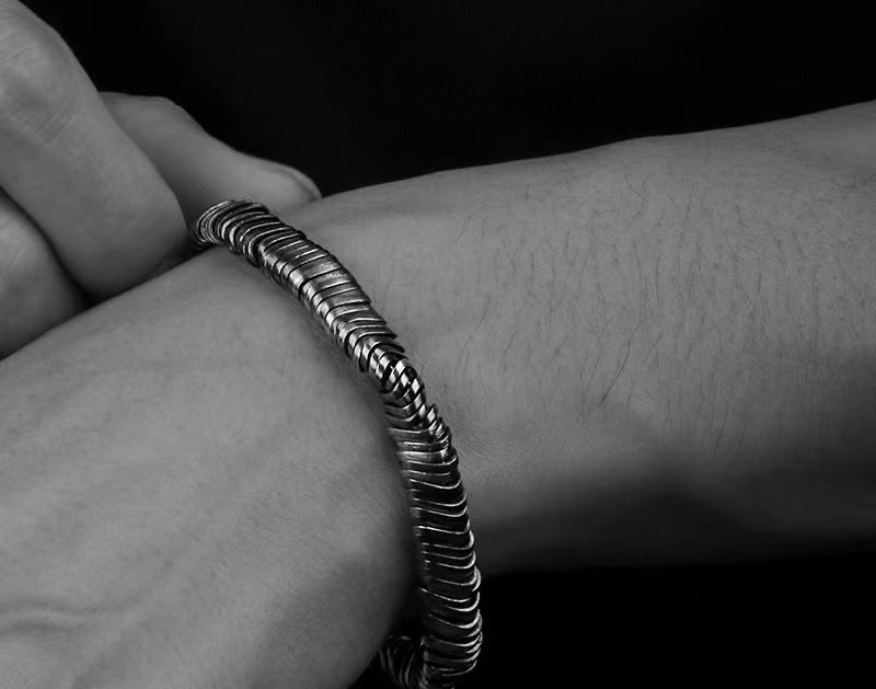 Twisted Industrial Disc Bracelet